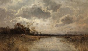Uitgestrekt moeraslandschap door Otto Fedder